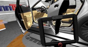 Virtual view inside a car: installed fastening elements for cables and cable ducts