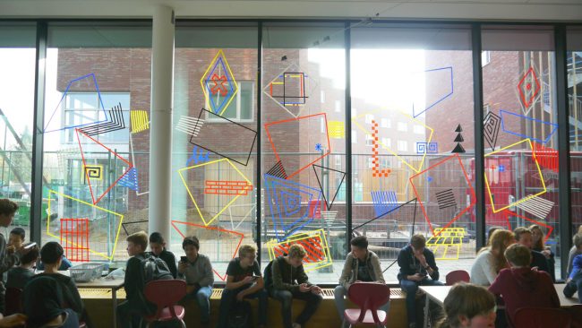 The Gerrit Rietveld College put the abstract art of Mondrian into focus by using electrical tape from HellermannTyton.